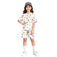 thumbnail image 2 of Girls Summer Outfits Casual Lounge Set Cap Sleeve T Shirt and Elastic Waist Shorts 2 Piece Clothing Sets, 2 of 5