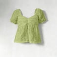 thumbnail image 4 of Favoffer Womens Blouse Top V Neck Puff Sleeve Ruched Loose Hem Solid Color Short Sleeve Lightweight Summer Casual Short Clothes, 4 of 6