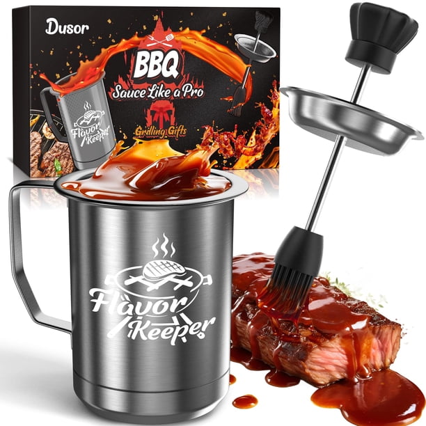 Set de Olla para Salsa BBQ y Brocha para Untar Dusor de 18 oz para Parrilla