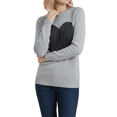 thumbnail image 2 of YEMAK Women's Pullover Sweater Long Sleeve Crewneck Cute Heart Cable Knit MK3506 (S-L)-GREY/BLACK-S, 2 of 7