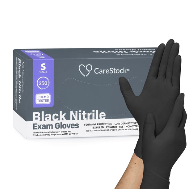 Guantes desechables CareStock Black Nitrile Exam, 250 unidades