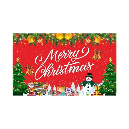 

7x16FT Merry Christmas Holiday Banner Garage Door Cover Mural Winter Snowman Santa Outdoor Large Door Cover Decoration Indoor And Outdoor Christmas Holiday Decoration