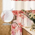 thumbnail image 3 of No Hook Shower Curtain, Red Orange Cherry Blossoms Shower Curtains for Bathroom with See Through Top Window, Spring Weeping Leaves Burlap Waterproof & Washable Bath Curtain Narrow 54"x78", 3 of 9