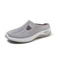 thumbnail image 5 of BRGZLK Women Slip On Shoes Fashion Versatile Closed Toe Breathable Mesh Walking Shoes Summer Trendy Lightweight Comfortable Plus Size Mule Gray 7, 5 of 5