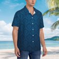 thumbnail image 3 of Sikiie Dark Blue Print Men's Hawaiian Shirt, Summer Beach Button Pocket Short Sleeve T-Shirt,X-Large, 3 of 7