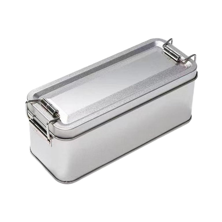 Metal Tin Box with Lid Biscuit Tin Box Rectangular Storage