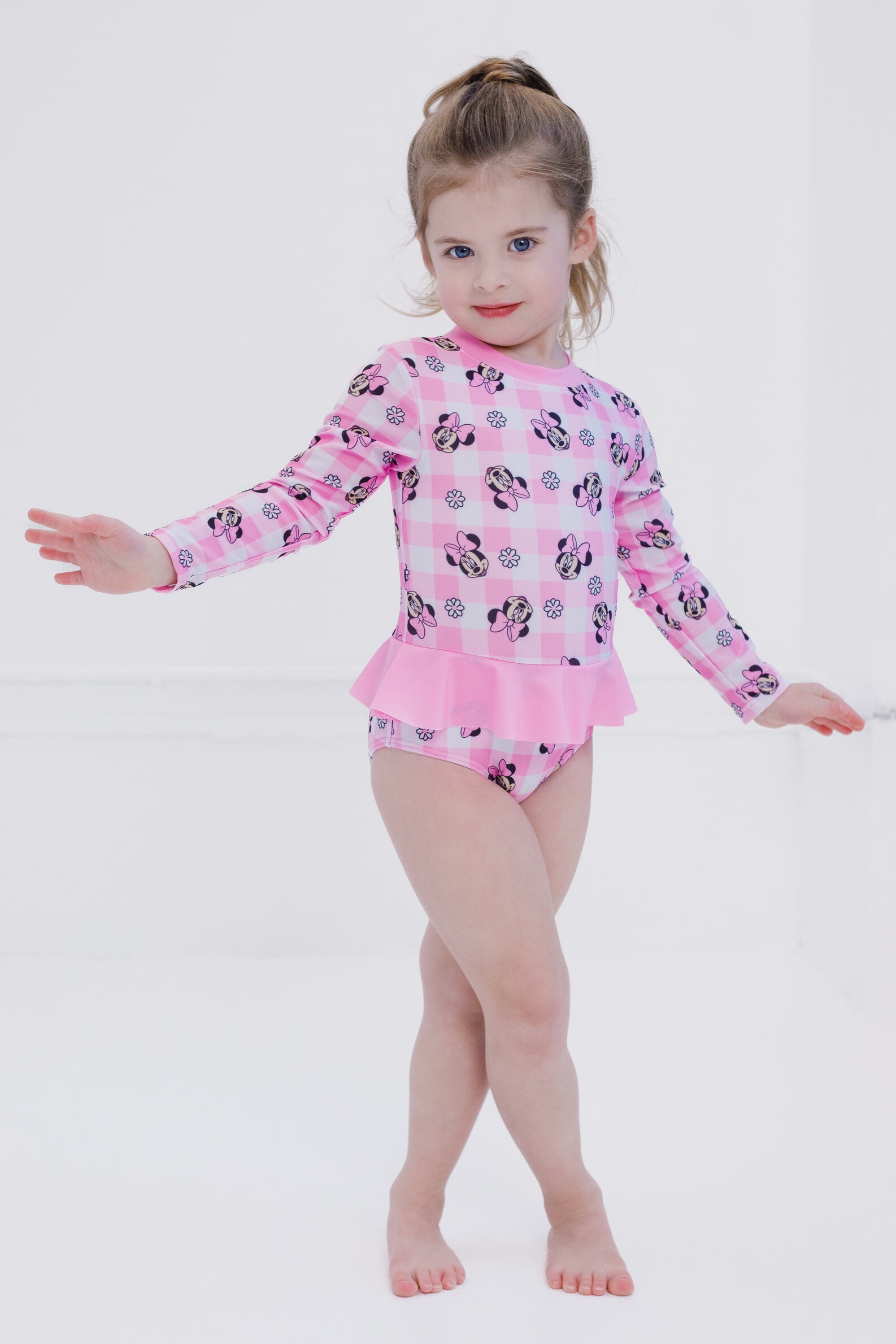 Disney Minnie Mouse UPF 50+ One Piece Bathing Suit Gingham Newborn to Little Kid