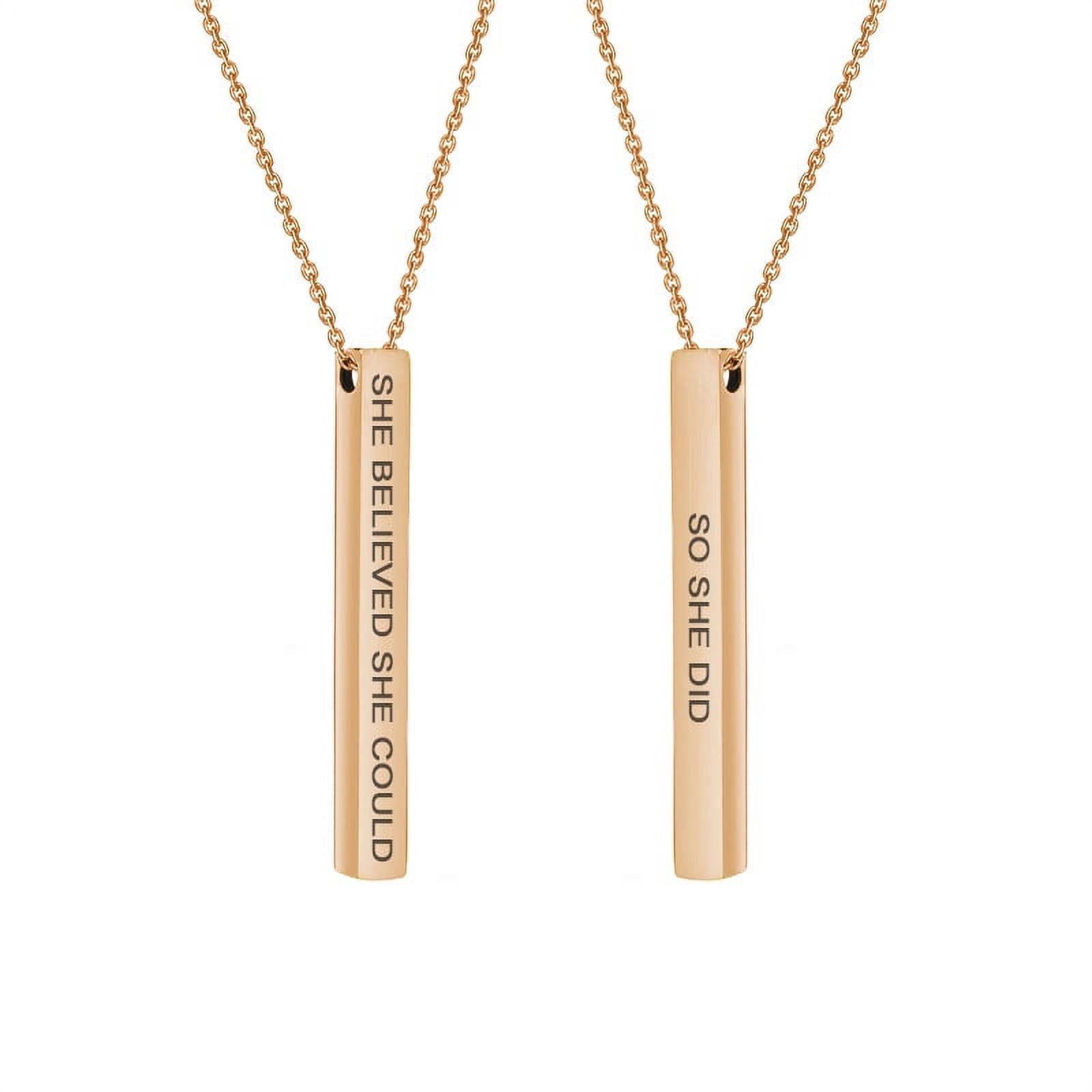 Anavia Motivational 4-Sides Bar Necklace Stainless Steel Mother's Day Gift for Her Inspirational Jewelry Gift for Her 18"Cable Chain with Gift Box