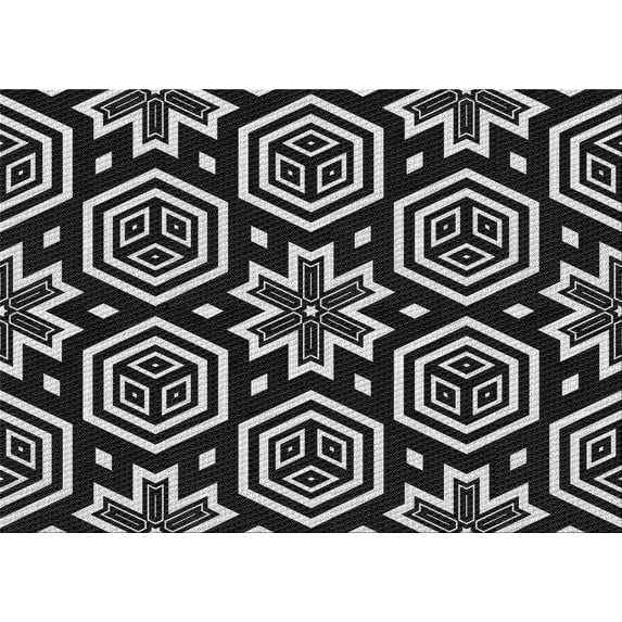 Ahgly Company Machine Washable Indoor Rectangle Transitional Night Black Area Rugs, 8' x 12'