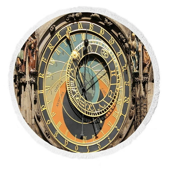 EREHome The ancient astronomical Clock in Prague Beach Towel Beach Blanket Beach Yoga Mat