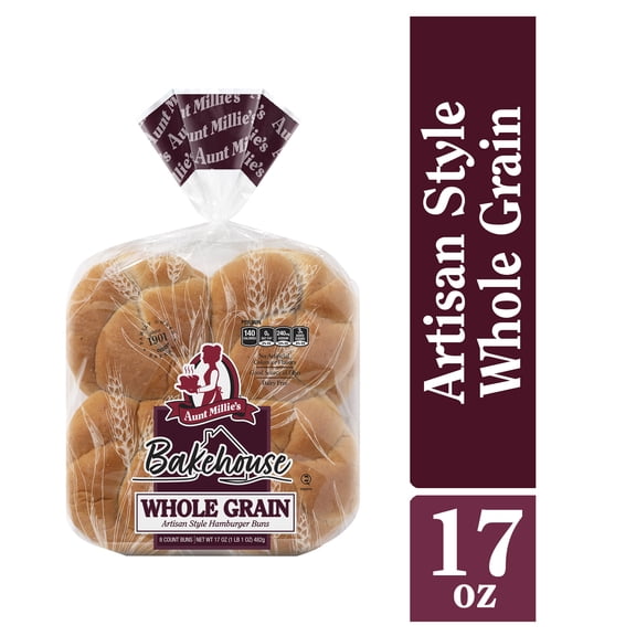 Aunt Millie's Bakehouse Artisan Style Whole Grain Hamburger Bun, 8 ct