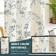 thumbnail image 3 of Floral Kitchen Curtains 24 Inch Linen Tier Curtains Farmhouse Cafe Half Window Drapes Over Sink Light Filtering for Living Room Laundry RV Rod Pocket 2 Panels Blue on Beige, 3 of 3