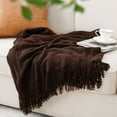 thumbnail image 6 of Brown Throw Blanket for Couch,Dark Brown Knit Blanket,Housewarming Gift,Boho Throw,50"x60", 6 of 9