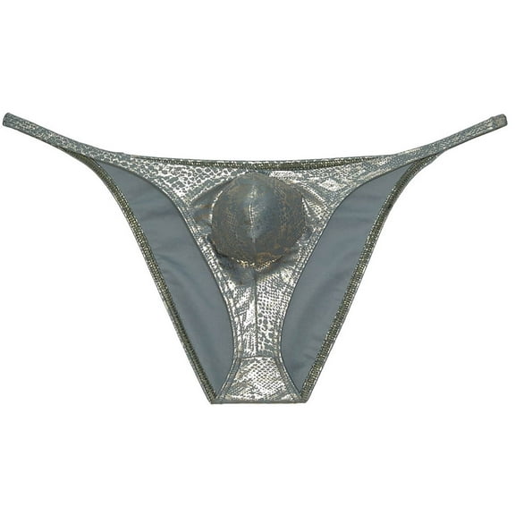 Botmois Men Gloss Underwear Elastic Sex Swim Trunks Pouch Briefs Cheek Underpant Light Army Green Gold M