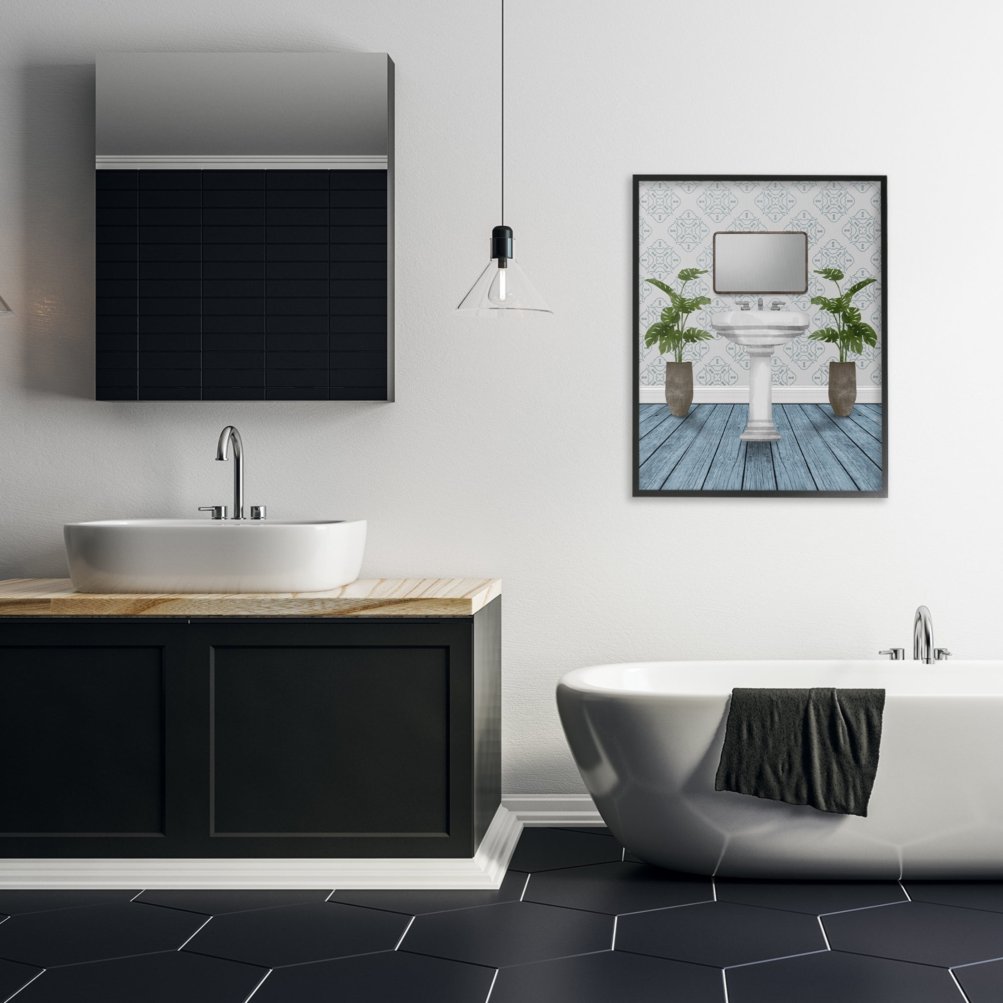 Stupell Industries Restful Wash Plants & Sink Black Framed Giclee Art, design by Marcus Prime