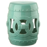 Safavieh Double Coin Indoor/Outdoor Garden Patio Stool, Light Blue