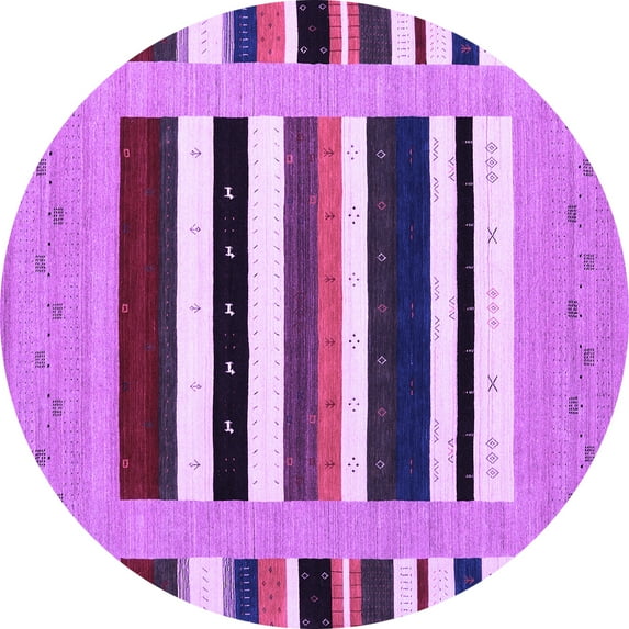 Ahgly Company Indoor Round Abstract Purple Contemporary Area Rugs, 5' Round