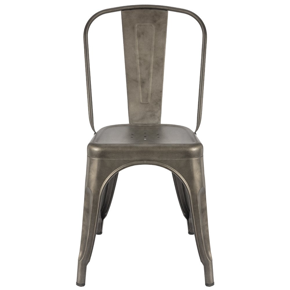 Lacoo Indoor Metal Cafe Dining Chair Stackable Set of 4 Gunmetal Walmart