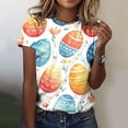 thumbnail image 2 of Pisexur Hauts pour Femmes Blouses Décontractées Élégantes Imprimé de Pâques Manches Courtes Col Rond, Grande Taille Multicolore, TG, 2 of 5