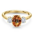 thumbnail image 3 of Gem Stone King 18K Yellow Gold Plated Silver Ring Mystic Topaz Moissanite (1.96 Cttw), 3 of 7