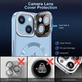 thumbnail image 3 of for iPhone 13 Case with Stand, [Compatible with MagSafe] [Built-in Camera Cover] Shockproof Plating Edges, Slim Thin Protective Magnetic Transparent Clear Phone Case for iPhone 13 - Blue, 3 of 16