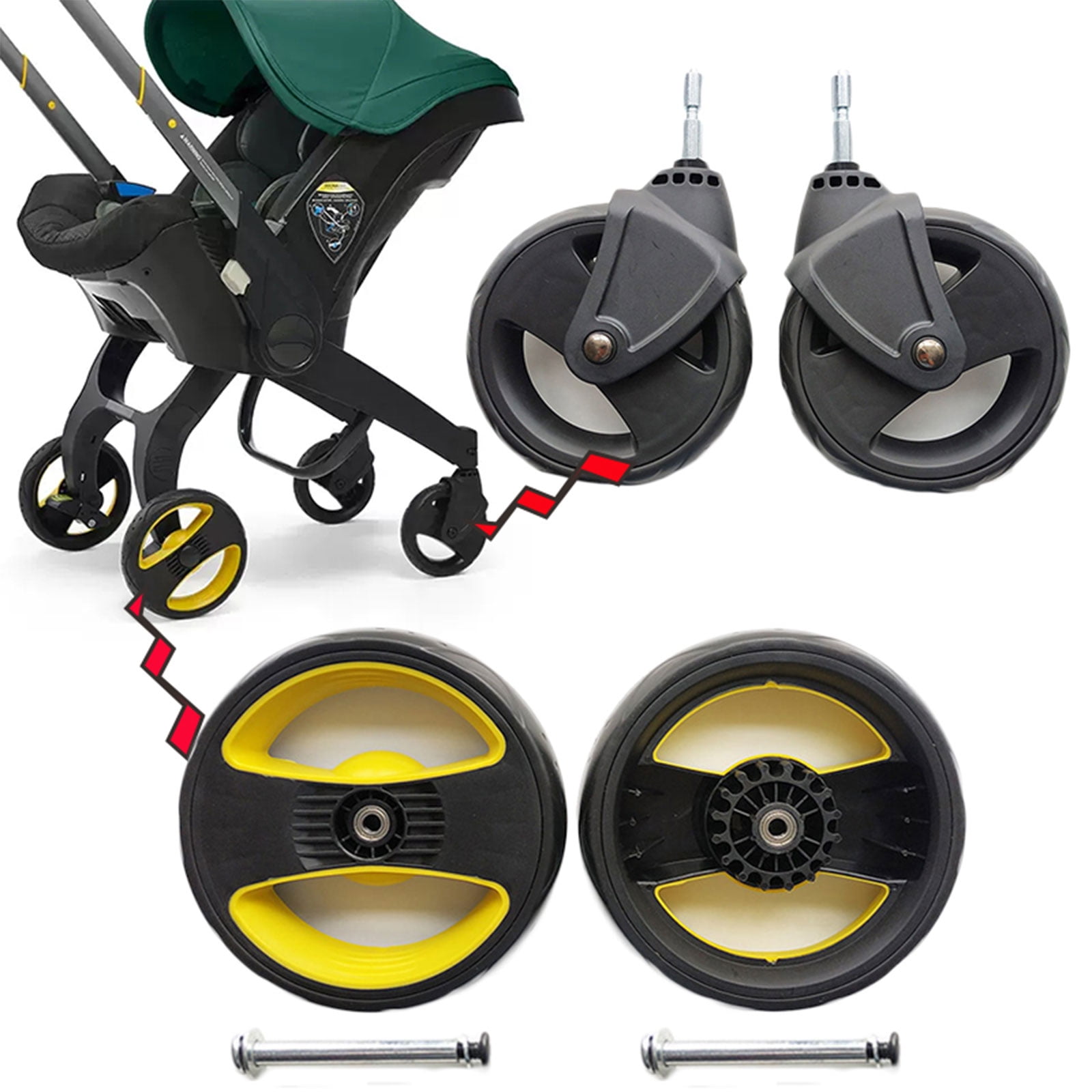FEAMOS Stroller Wheels,Baby Cart Stroller Wheels Trolley Stroller Wheels Front Or Back Wheels Baby Cart Pram Accessories