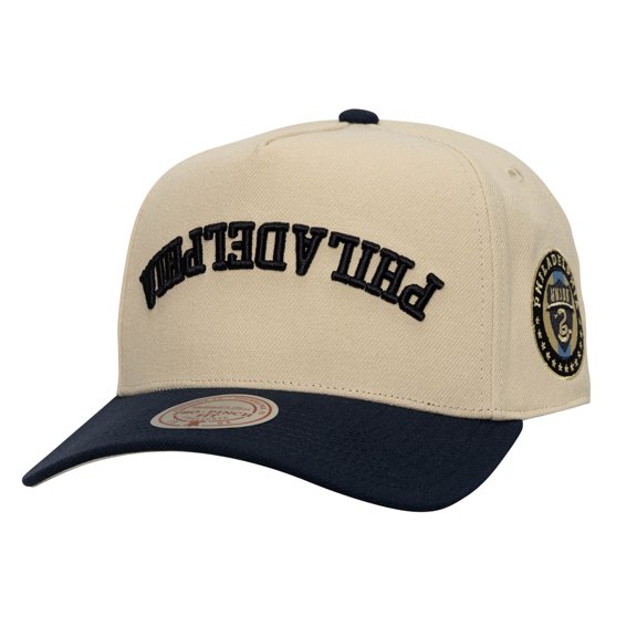 Men's Mitchell & Ness  Cream/Navy Philadelphia Union Upside Down Pro Pinch Snapback Hat