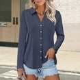 thumbnail image 2 of Comdrip Long Button Down Shirts for Women, Womens Long Sleeve Tops Button Down Shirts Casual Fall Tops Trendy Tops Button Down Women Navy L, 2 of 8