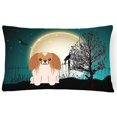 thumbnail image 1 of Halloween Scary Pekingnese Red White Canvas Fabric Decorative Pillow, 1 of 3