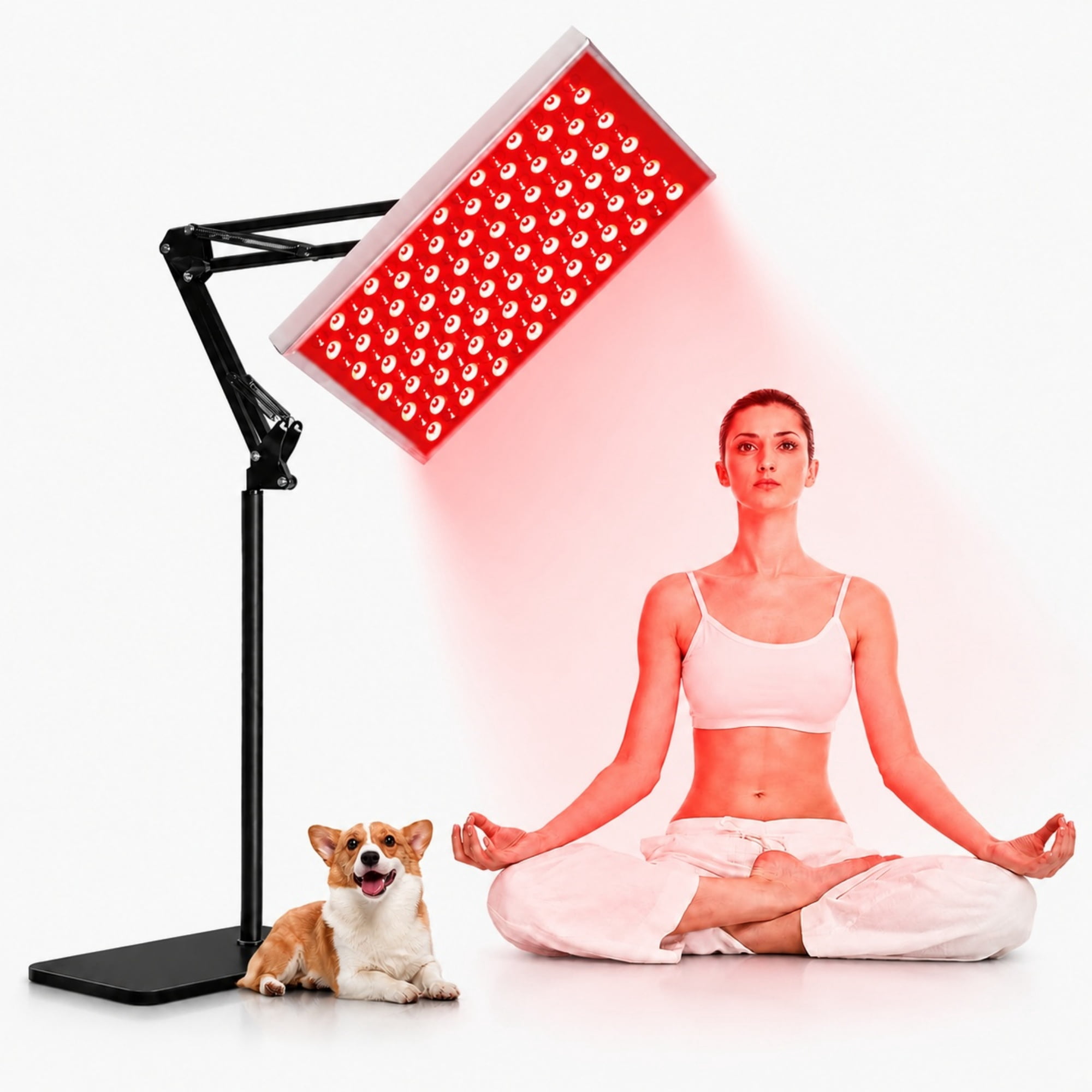 INSMART Red Light Therapy Lamp for Face and Body 660nm 850nm 225 LEDs Dual Wavelength Panel with Adjustable Telescopic Stand and Tripod for Home Skin Care