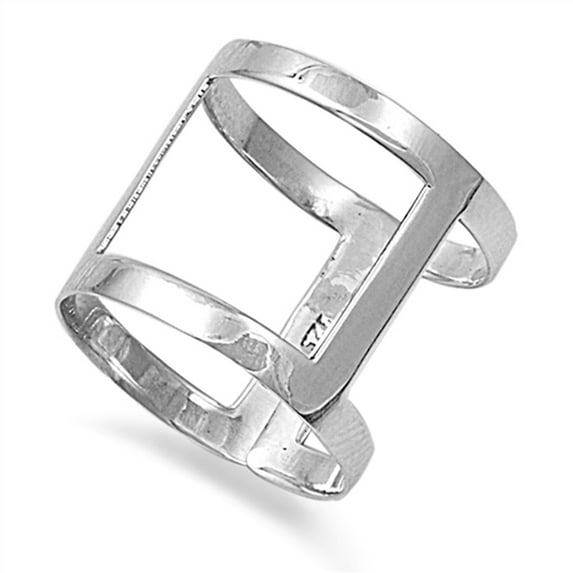 Wide Cork Open Bar Long Ring .925 Sterling Silver Band Jewelry Female Male Unisex Size 7