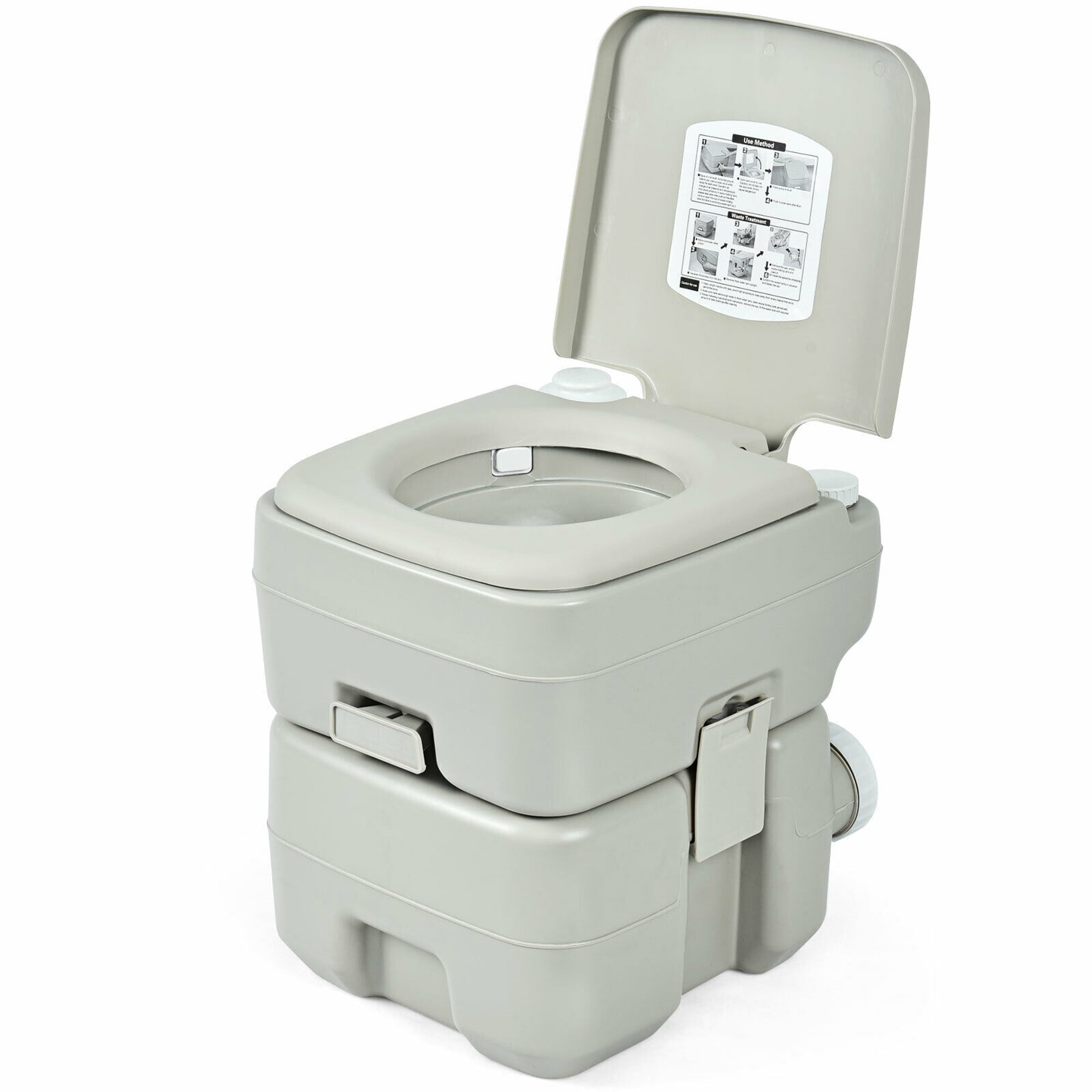 440lbs Heavy Duty Outdoor Toilet for Camping Fishing Boating Road-Trip GYMAX Portable Toilet 5.3 Gallon Outdoor Porta Potti Travel RV Toilet with Level Indicator 