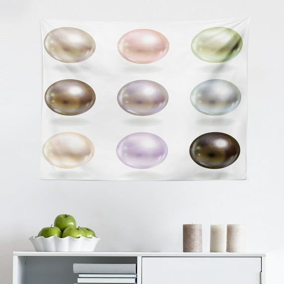 Pearls Tapestry, Underwater World Shelled Mollusk Corals Pearls Crystalline Form Sea Nautical Theme, Fabric Wall Hanging Decor for Bedroom Living Room Dorm, 2 Sizes, Multicolor, by Ambesonne