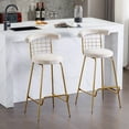 thumbnail image 3 of Retro Luxury Velvet  High Bar Stool  - Beige Set of 2, 3 of 20