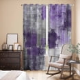 thumbnail image 3 of Purple Grey Kitchen Curtains 84 Inch Length, Modern Oil Painted Abstract Art Aesthetics Grommet Top Bedroom Living Room Curtains, Light Filtering Cafe Curtain Drapes 2 Panels Set 84''x84'', 3 of 9