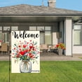thumbnail image 3 of AMHNF Welcome Floral Heart Bouquet In Jar Burlap Linen Garden Flag For Home Outdoor Garden Yard Decor 12x18 Inch, 3 of 5