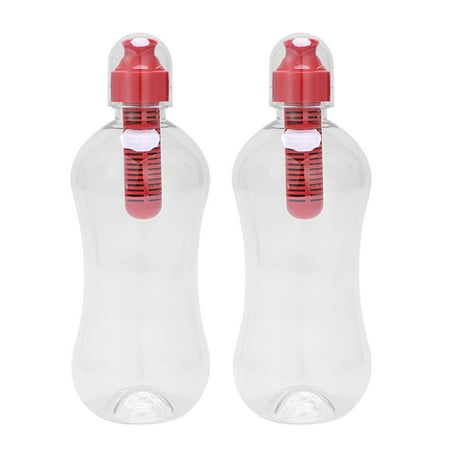 

2X 550ML Outdoor Water Bobble Hydration Filter Bottle Filtered Drinking Red