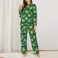 thumbnail image 2 of KLL Tropical Fruit Print Women's Long Sleeve Pajamas with Pants Sleepwear Loungewear 2 Set-, 2 of 7