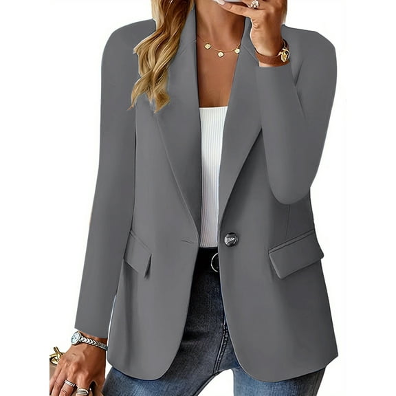 2025 Womens Casual Blazers Open Front Long Sleeve Work Office Suit Jackets Blazer