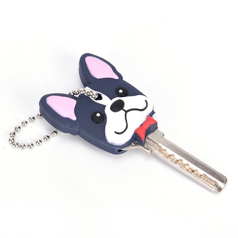 Silicone Puppy Pug Cat Rabbit Key Cover Cap Keychain Key Ring PVC Key Case YJGR