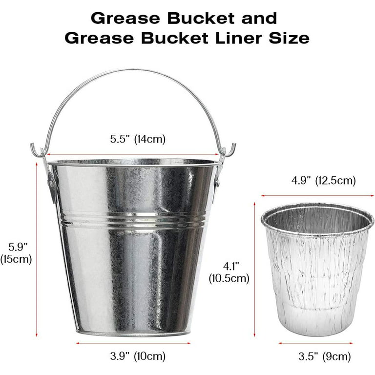Grill Parts Drip Grease Bucket & 10-Pack Disposable Foil Liners for  Traeger,Pit Boss,Rec Tec Wood Pellet Grills & Smokers