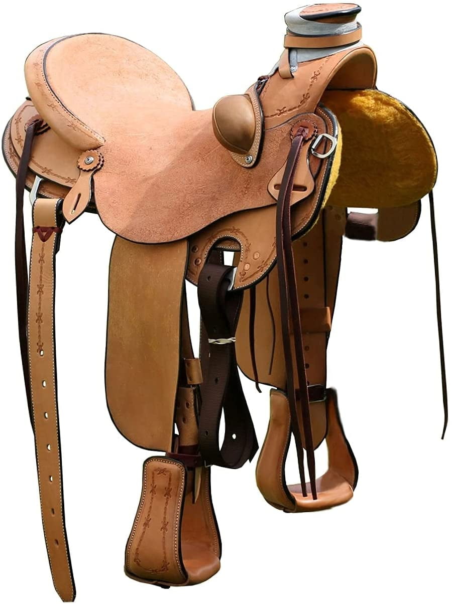 Ailes De Rechange Pour Selle Western - Cuir Noir Avec Outillage Floral - Ridex