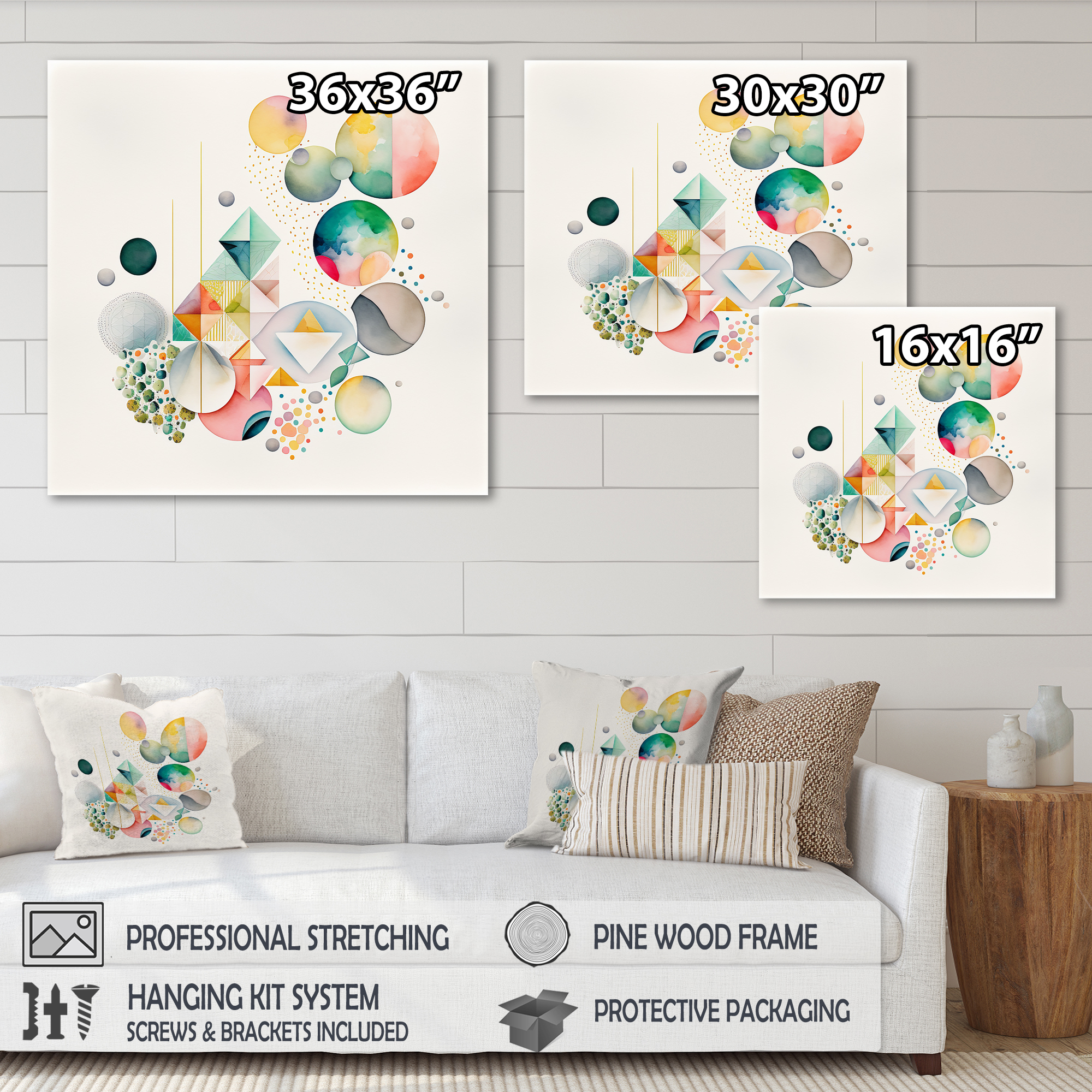Designart Watercolor Multi Shape Abstract II Canvas Wall Art