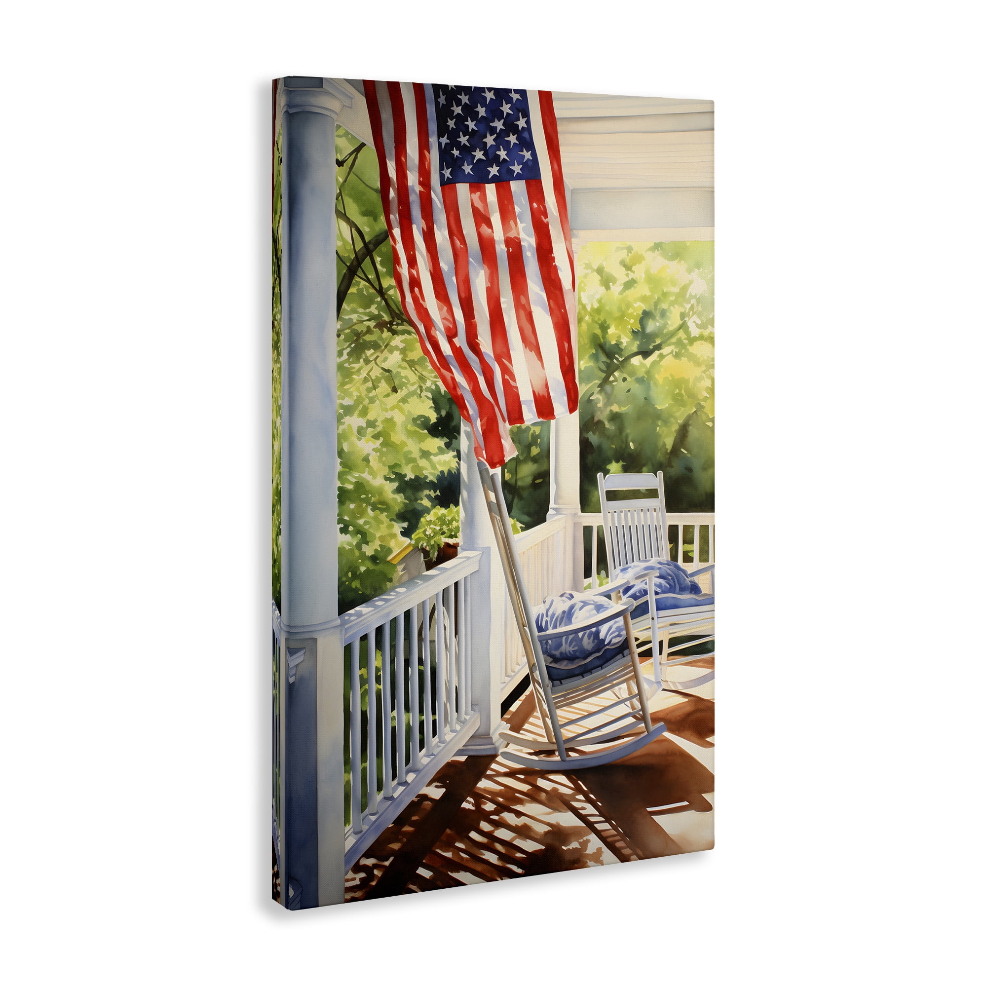 Stupell Industries Vintage American Porch Scenery Painting Gallery Wrapped Canvas Art Print Wall Art, 30 x 45