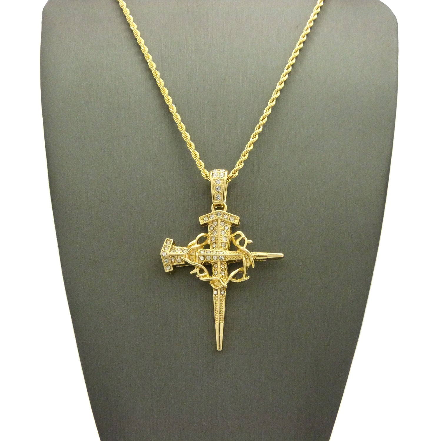 Crown Of Thorns Nail Cross Necklace Rope Chain – Forgiven Jewelry
