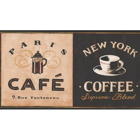  Coffee  Shops  around the World Vintage Wallpaper  Border  