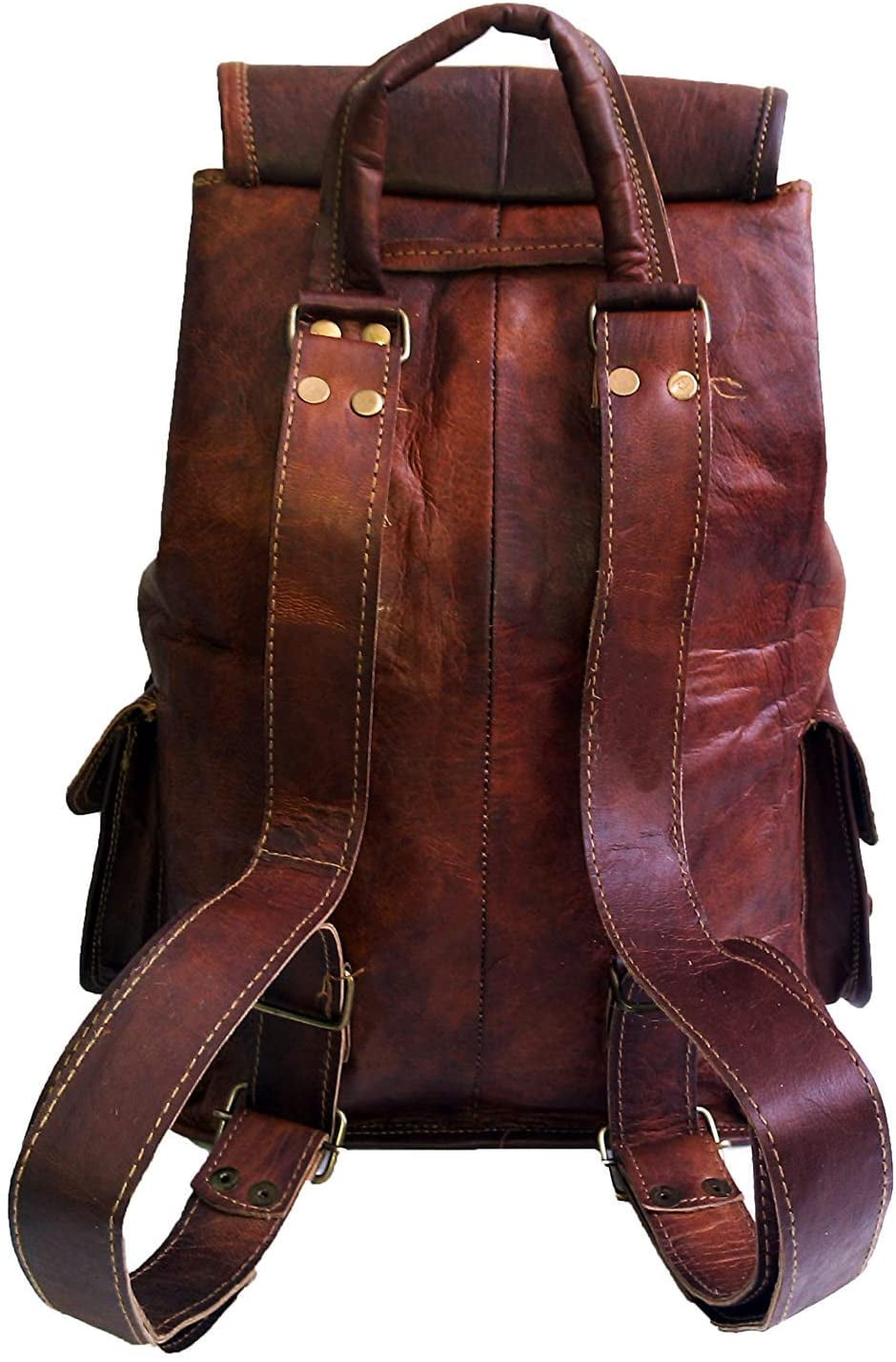 DHK 24 Genuine Leather Vintage Handmade Casual College Day-Pack Cross Body Messenger Laptop Backpack Travel Rucksack 