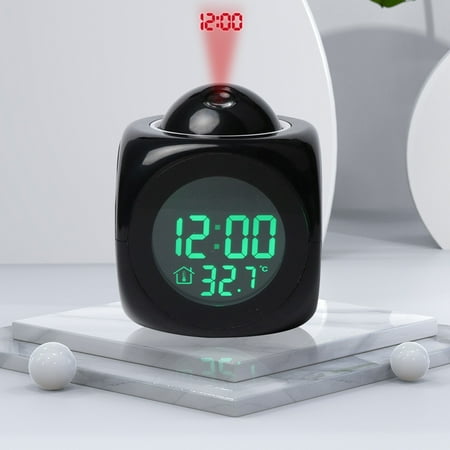 Viflosae Projection Digital Alarm Clock With Weather Stations Digital LCD Wall Projection Alarm Clock Temperature Display Colorful LED Time Temperature Display Electronics Gad