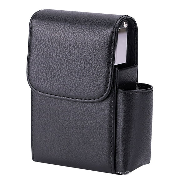 Leather Cigarette Box *1/ PU Leather And Holder Black Compact Design With Flip Top And Side Pocket Ideal For Carrying