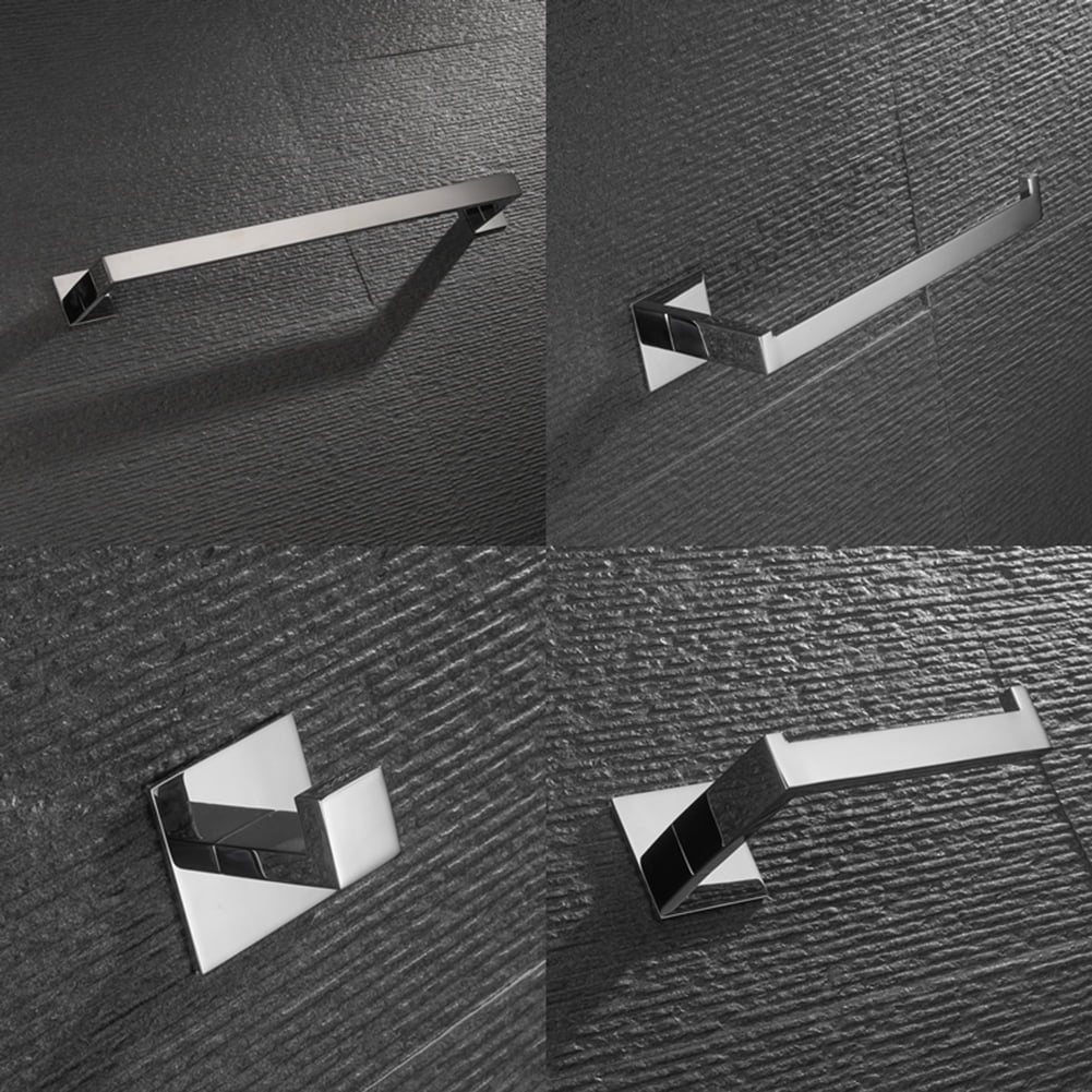 Kepooman Towel Rack Set, Towel Bar Holder Rack Robe Hook Tissue, Silver Kepooman Towel Rack Set, Towel Bar Holder Rack Robe Hook Tissue, Silver